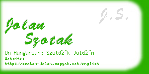 jolan szotak business card